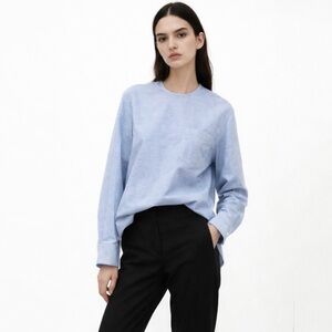 Alexander Wang Tailored Poplin Pocket Shirt Light Blue size 2